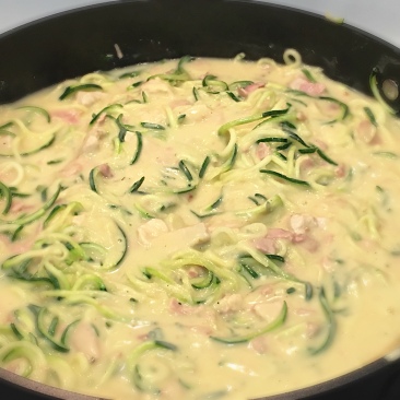 Zoodles with Chicken and Cauliflower Alfredo Sauce